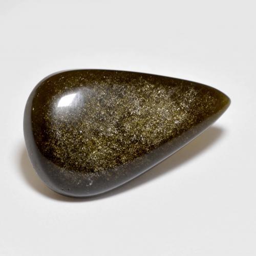 9.27 ct Black Obsidian Stone, Natural Obsidian in Pear Cabochon Shape for Sale