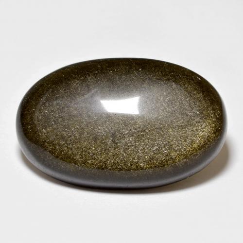 Black with Gold Sheen Obsidian Gem - 15.5ct Oval Cabochon (ID: 578051)