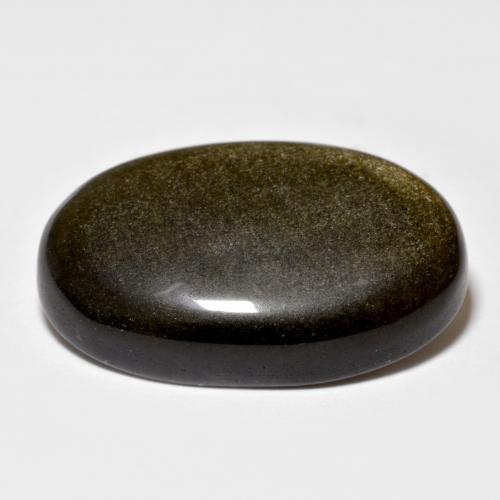 Obsidian Gemstone in 23.7 x 15 mm Size for Sale, Obsidian Stone in Black with Gold Sheen Color