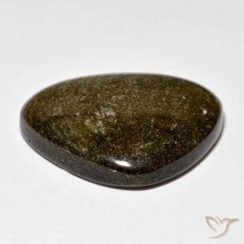 Obsidian Gemstone in 24.1 x 19.9 mm Size for Sale, Obsidian Stone in Light Blackish Brown Color