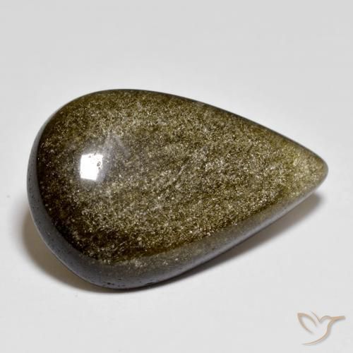 11.74 ct Black Obsidian Stone, Natural Obsidian in Pear Cabochon Shape for Sale
