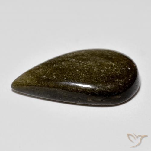 Obsidian Gemstone in 23.6 x 15.1 mm Size for Sale, Obsidian Stone in Black with Gold Sheen Color