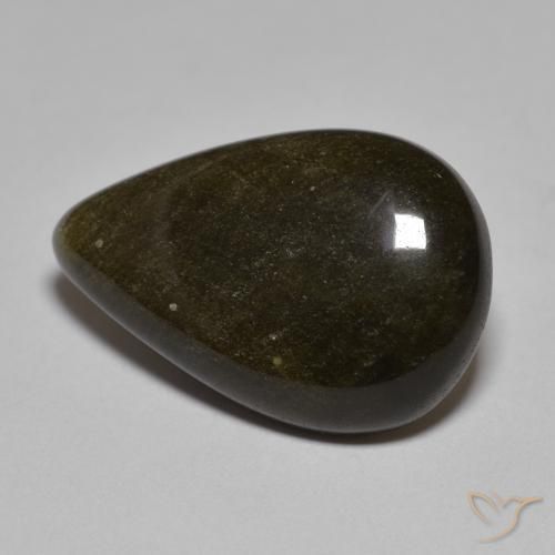 10.44 ct Black Obsidian Stone, Natural Obsidian in Pear Cabochon Shape for Sale