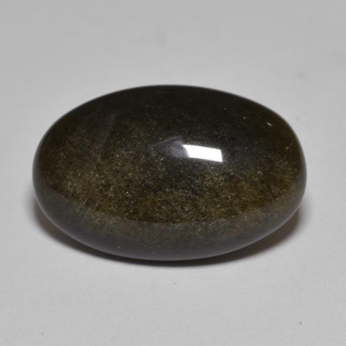 Negro con brillo dorado Obsidiana Gema - 8.6ct Cabujón Óvalo (ID: 578215)