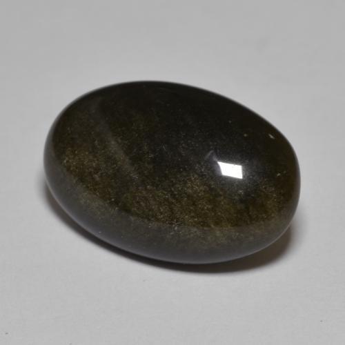 8.61 ct Black Obsidian Stone, Natural Obsidian in Oval Cabochon Shape for Sale