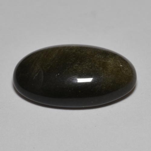 Obsidian Gemstone in 18.8 x 12.2 mm Size for Sale, Obsidian Stone in Black with Gold Sheen Color