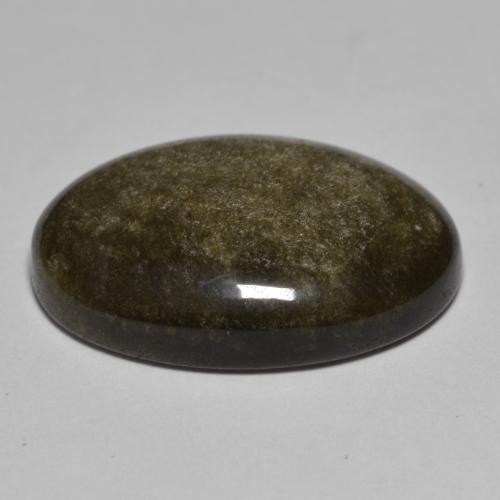 Obsidian Gemstone in 21.5 x 25.2 mm Size for Sale, Obsidian Stone in Blackish Brown Color