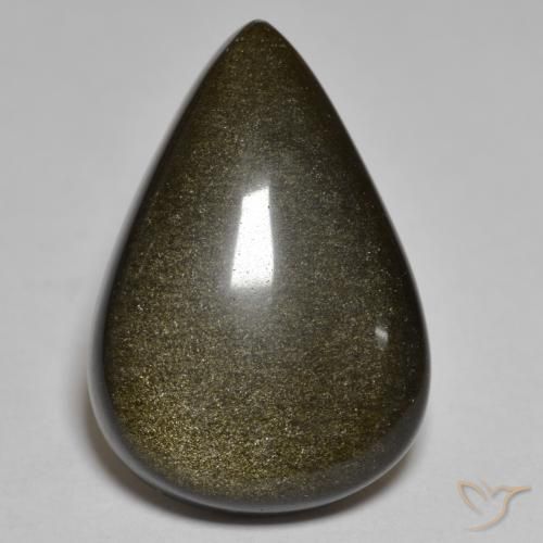 15.09 ct Black Obsidian Stone, Natural Obsidian in Pear Cabochon Shape for Sale