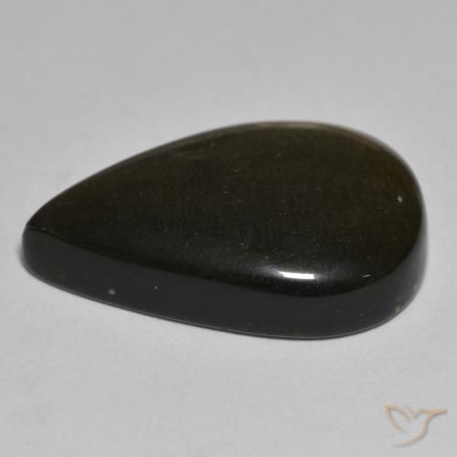 Obsidian Gemstone in 23.3 x 16 mm Size for Sale, Obsidian Stone in Black with Gold Sheen Color