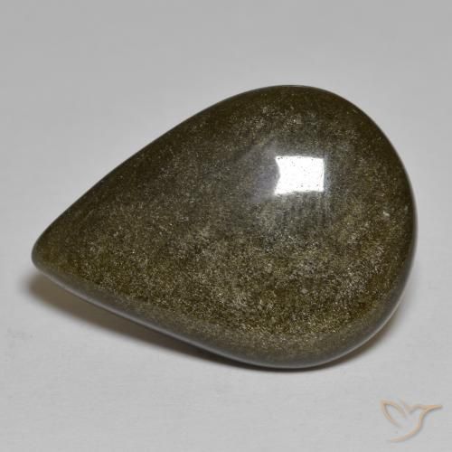 16.54ct Natural Black with Bronze Obsidian, Pear Shape, Opaque