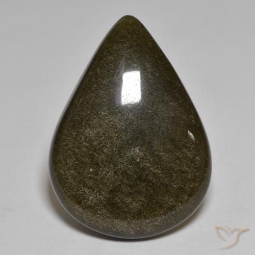 16.54 ct Black Obsidian Stone, Natural Obsidian in Pear Cabochon Shape for Sale