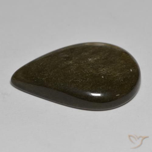 Obsidian Gemstone in 25.9 x 18.9 mm Size for Sale, Obsidian Stone in Black with Bronze Color