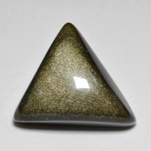 10.77 ct Black Obsidian Gemstone, Obsidian Gem in Trillion Cabochon Shape for Sale.