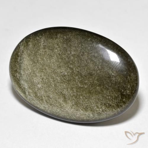 Obsidiana Dorado Ovalada de 34,6 x 23,5mm de Estados Unidos, peso de 33.38 ct, piedra preciosa natural No tratado en Opaco Clarity, Obsidiana Cabujón Óvalo de 1 pieza - Color: Marrón negro, dureza Mohs de 5 - 5.5, Photo A