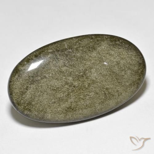 31.40 ct Golden Obsidian Stone, Natural Obsidian in Oval Cabochon Shape for Sale