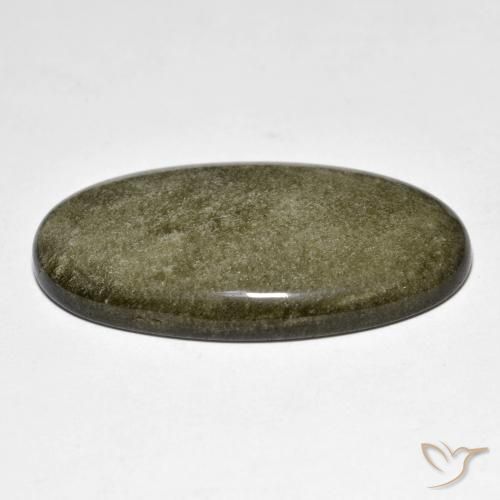 Obsidian Gemstone in 36.4 x 21.1 mm Size for Sale, Obsidian Stone in Black with Gold Sheen Color