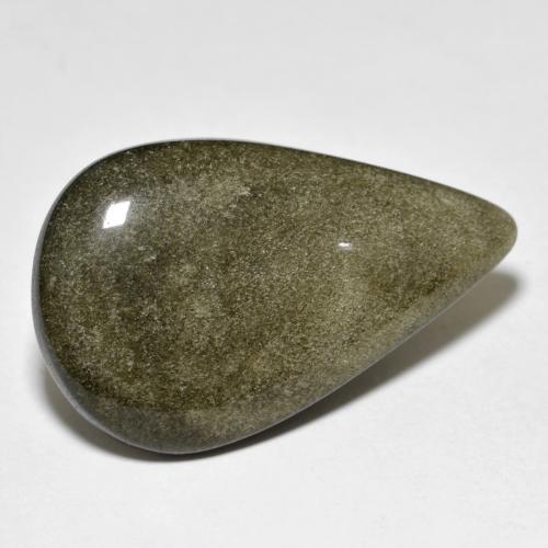 18.36 ct Golden Obsidian Gemstone, Obsidian Gem in Pear Cabochon Shape for Sale.