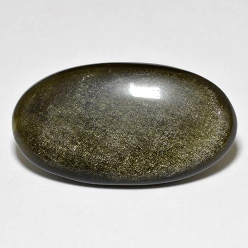 Black with Gold Sheen Obsidian Gem - 16.3ct Oval Cabochon (ID: 603886)