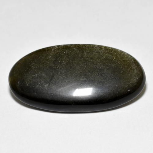Obsidian Gemstone in 28.6 x 15.7 mm Size for Sale, Obsidian Stone in Black with Gold Sheen Color
