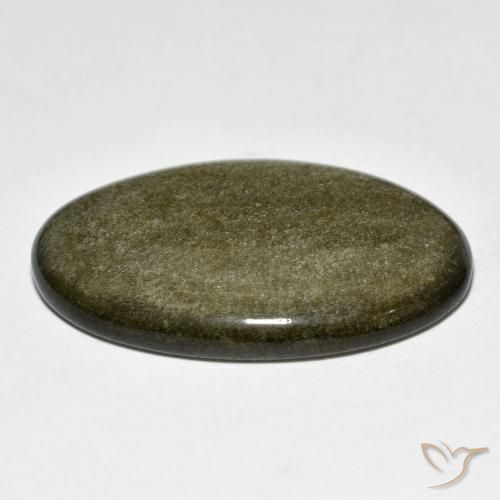 Obsidian Gemstone in 32 x 20.8 mm Size for Sale, Obsidian Stone in Black with Gold Sheen Color