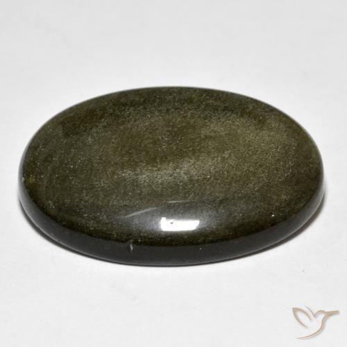Obsidian Gemstone in 27 x 20 mm (calibrated) Size for Sale, Obsidian Stone in Black with Gold Sheen Color