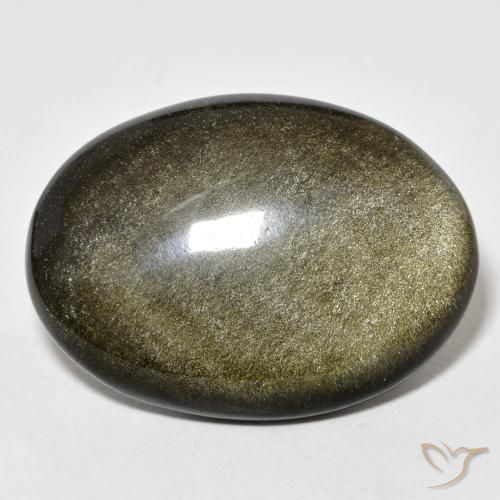 Multicolor Black and Gold Obsidian Edelstein - 28.6ct Oval Cabochon (ID: 604023)