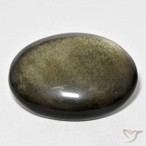 Obsidian Gemstone in 29.3 x 21.2 mm Size for Sale, Obsidian Stone in Black with Gold Sheen Color