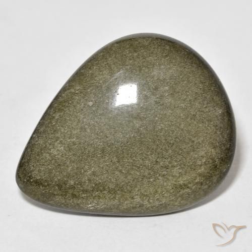 22.83 ct Golden Obsidian Stone, Natural Obsidian in Pear Cabochon Shape for Sale
