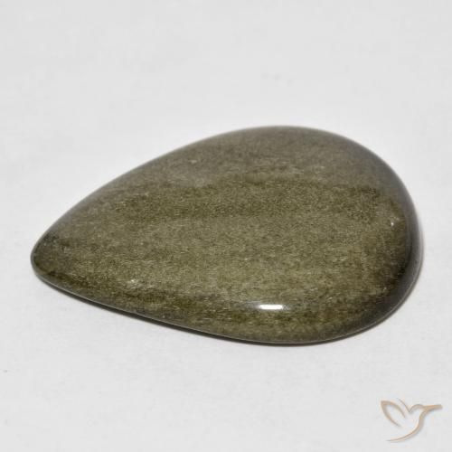 Obsidian Gemstone in 28.4 x 22.8 mm Size for Sale, Obsidian Stone in Black with Gold Sheen Color