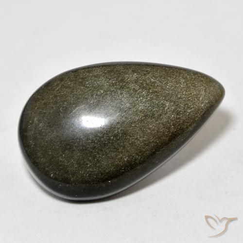 19.39 ct Golden Obsidian Stone, Natural Obsidian in Pear Cabochon Shape for Sale