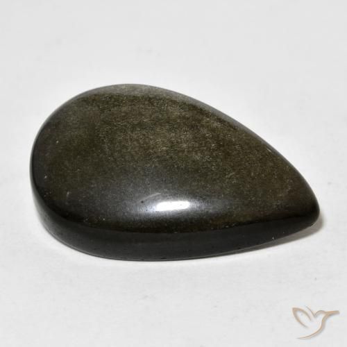 Obsidian Gemstone in 26.8 x 16.7 mm Size for Sale, Obsidian Stone in Black with Gold Sheen Color