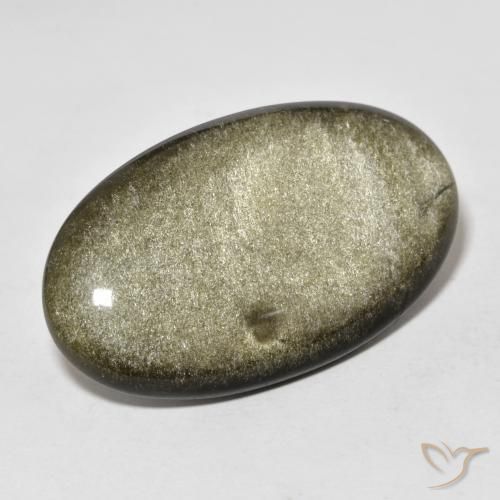 20.73ct Natural Black with Gold Sheen Obsidian, Oval, Opaque