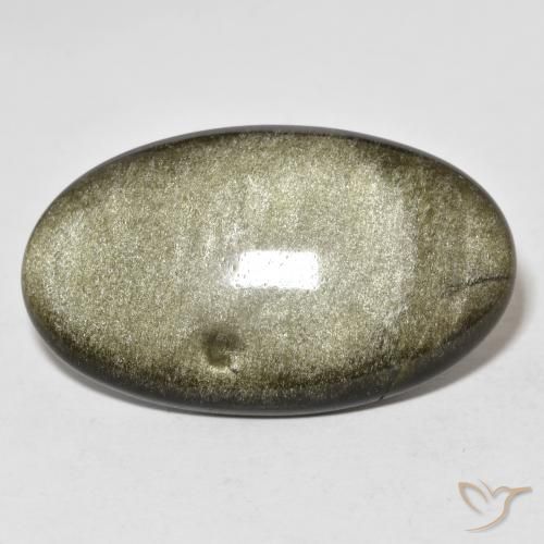 20.73 ct Golden Obsidian Stone, Natural Obsidian in Oval Cabochon Shape for Sale
