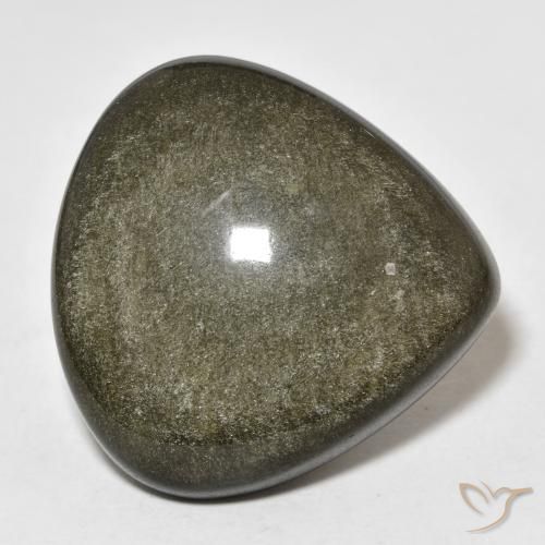 26.99ct Natural Black with Gold Sheen Obsidian, Pear Shape, Opaque