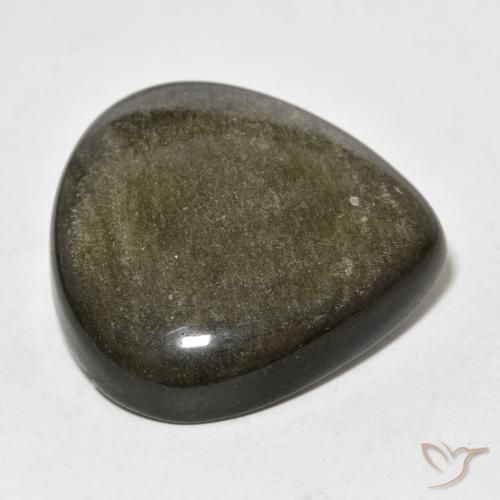 Obsidian Gemstone in 24 x 23.9 mm Size for Sale, Obsidian Stone in Black with Gold Sheen Color