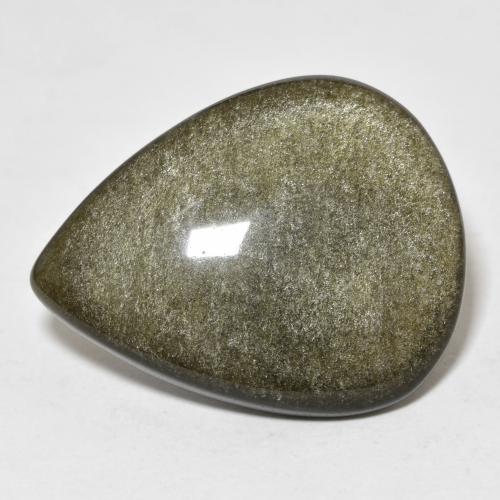 Marrón negro Obsidiana Gema - 17.6ct Cabujón Pera (ID: 604032)