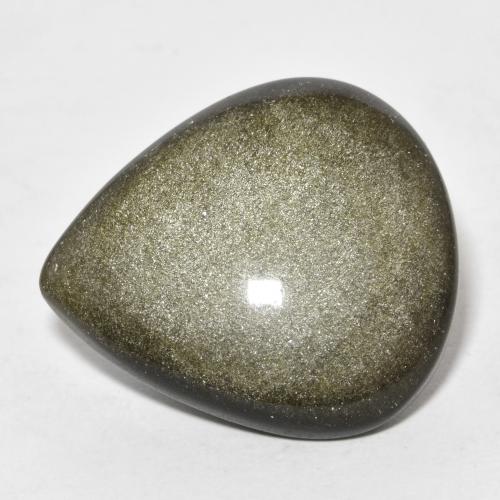 Black Brown Obsidian Gem - 15ct Pear Cabochon (ID: 604033)