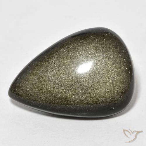 18.65ct Natural Black Brown Obsidian, Pear Shape, Opaque