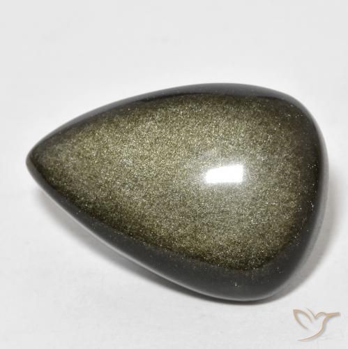 18.65 ct Golden Obsidian Stone, Natural Obsidian in Pear Cabochon Shape for Sale
