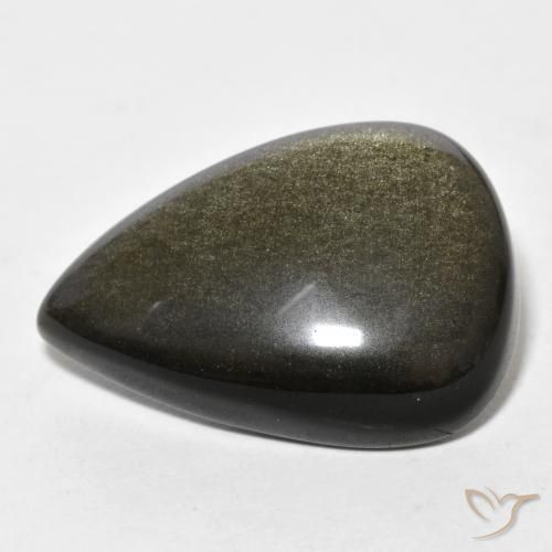 Obsidian Gemstone in 24.2 x 16.8 mm Size for Sale, Obsidian Stone in Black Brown Color