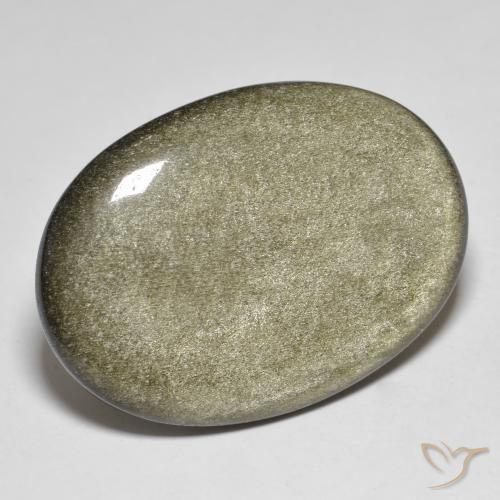 36.33 ct Golden Obsidian Stone, Natural Obsidian in Oval Cabochon Shape for Sale