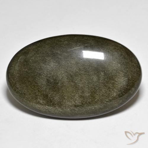 31.53ct Natural Black with Gold Sheen Obsidian, Oval, Opaque