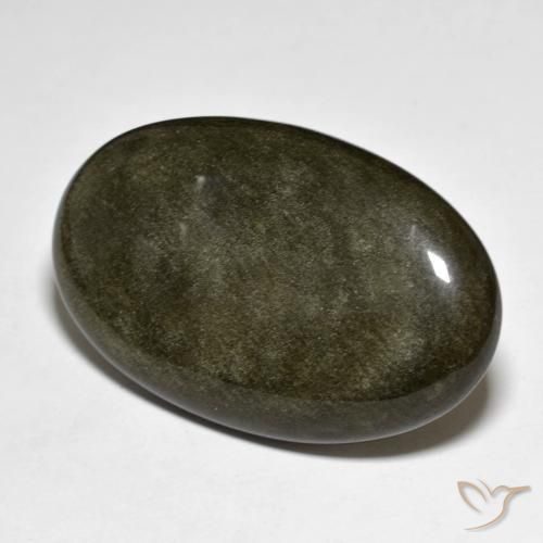 31.53 ct Golden Obsidian Stone, Natural Obsidian in Oval Cabochon Shape for Sale