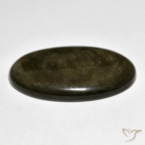 Obsidian Gemstone in 35.5 x 22.1 mm Size for Sale, Obsidian Stone in Black with Gold Sheen Color