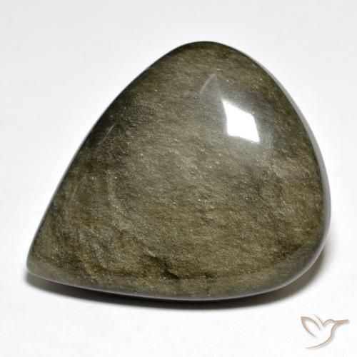 42.04 ct Golden Obsidian Stone, Natural Obsidian in Pear Cabochon Shape for Sale