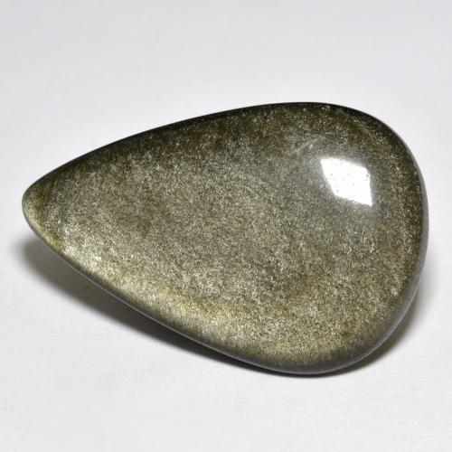 27.20 ct Golden Obsidian Stone, Natural Obsidian in Pear Cabochon Shape for Sale