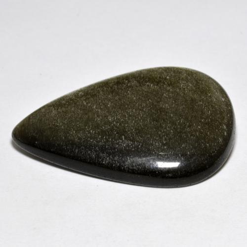 Obsidian Gemstone in 34.2 x 22.4 mm Size for Sale, Obsidian Stone in Black with Gold Sheen Color