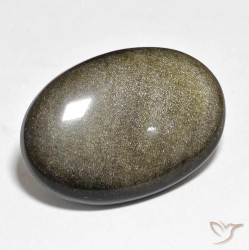25.40 ct Golden Obsidian Stone, Natural Obsidian in Oval Cabochon Shape for Sale