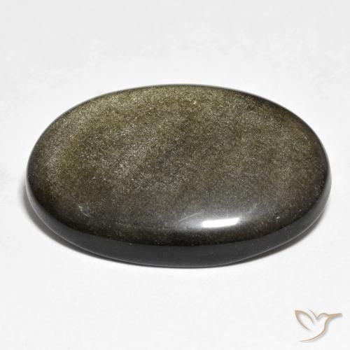 Obsidian Gemstone in 29.4 x 20.3 mm Size for Sale, Obsidian Stone in Black with Gold Sheen Color