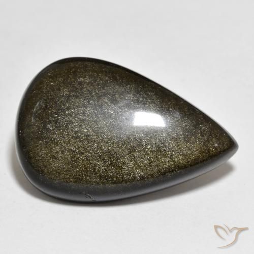 18.27 ct Golden Obsidian Stone, Natural Obsidian in Pear Cabochon Shape for Sale